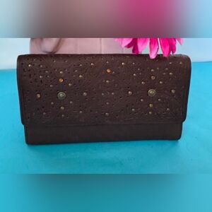 Rolfs Vintage Embellished Dark Brown Long Wallet NWT